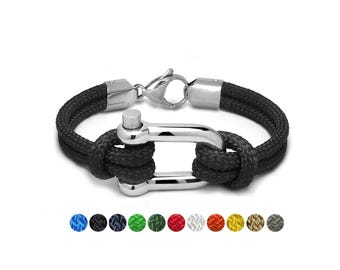 NAUTICA double cord bracelet with central Shackle Clasp in stainless steel