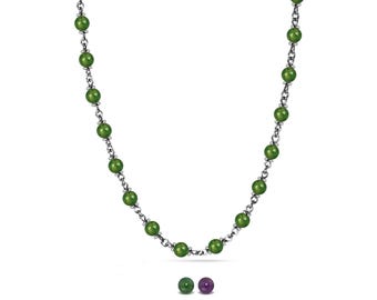 SPIRITUAL 8mm Rosary beads necklace in stainless steel
