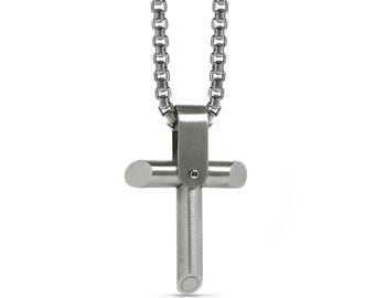 Rods Cross Pendant | Minimalist Engineered Stainless Steel | Modern T-Bar Men's Jewelry