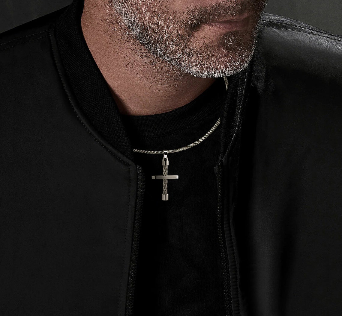 Cable Cross Pendant in Stainless Steel by Taormina Jewelry Etsy