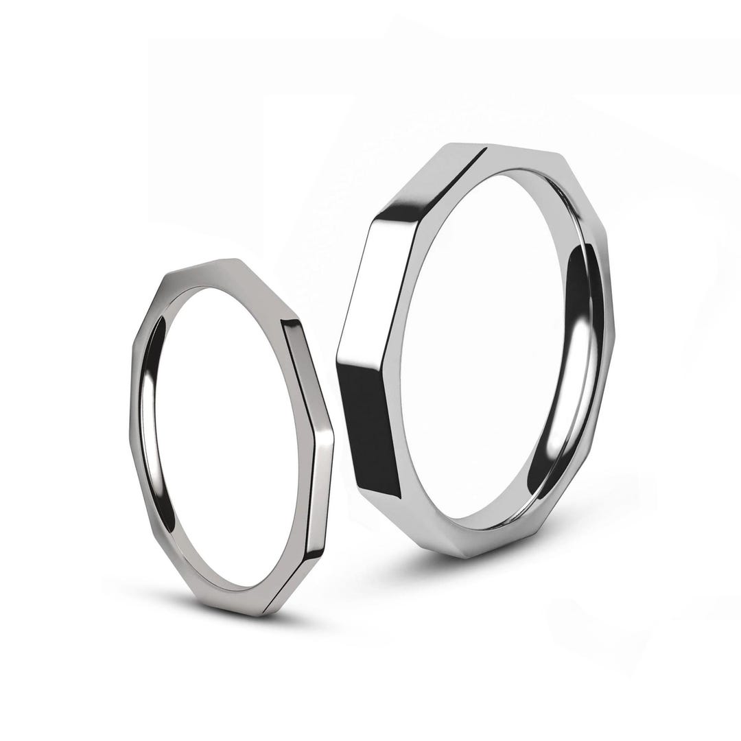 Dado Rind Dado Ring Octagonal Band - Architectural Stainless Steel Minimalist ...
