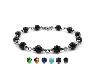 SPIRITUAL 8mm Rosary beads bracelet in stainless steel
