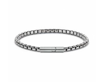 Box Chain Bracelet 4mm | Minimalist Stainless Steel Bayonet Clasp | High Precision Design