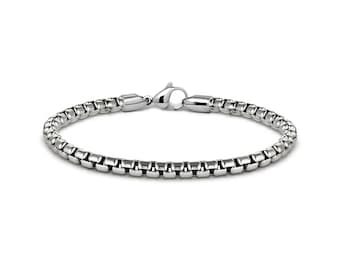 4mm box chain bracelet in stainless steel
