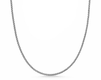 2mm box link chain necklace in stainless steel