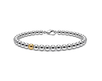 Signature Steel & Gold Sphere Bracelet 5mm | Mixed Metal Edition