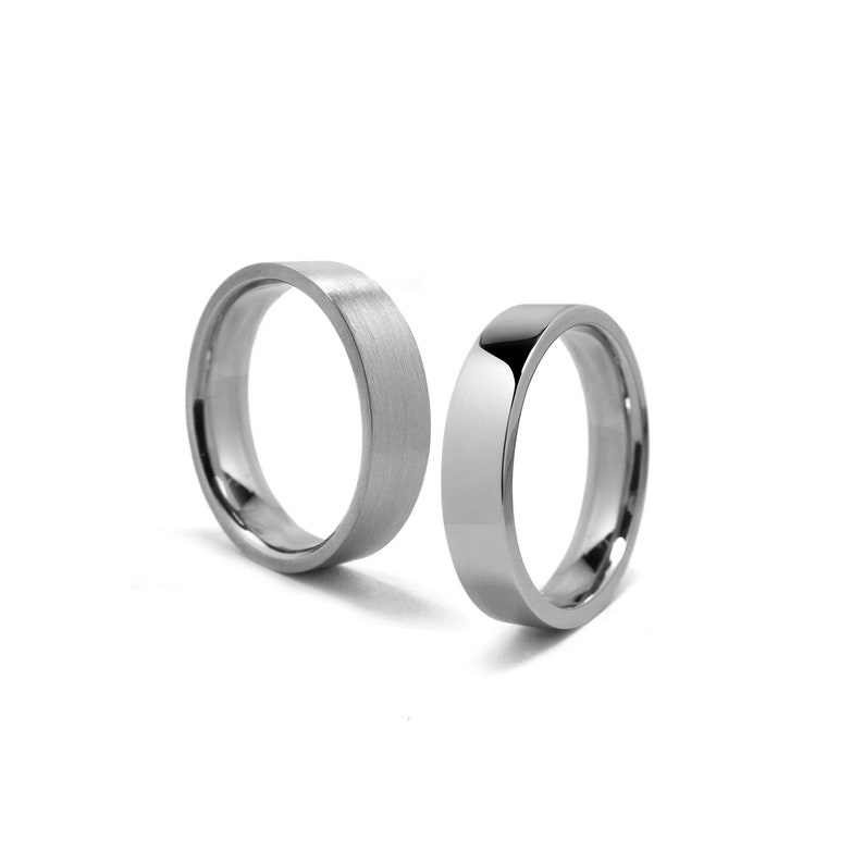 FLAT wedding band ring in 2mm 3mm 4mm 5mm 6mm crafted in stainless steel by Taormina Jewelry image 1