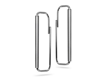 FILO long rectangular wire earrings with cylinder in stainless steel