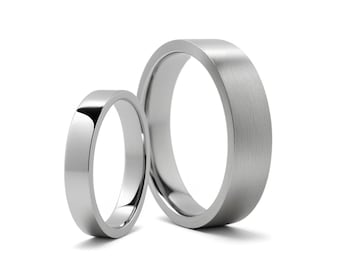 Wedding Band Ring | 2mm 3mm 4mm 5mm 6mm Stainless Steel Flat | Classic Polished/Brushed