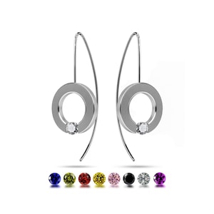 Tension Set Gemstone Earrings | Modern Stainless Steel Dangle | Minimalist Abbracci Collection by Taormina