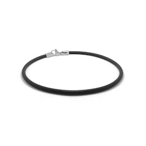 Tubular 5mm black rubber necklace with lobster clasp in stainless steel By Taormina Jewelry