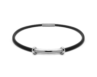 Industrial Rubber Necklace |  Stainless Steel Bar Insert & Rondell | Engineered Men's Jewelry