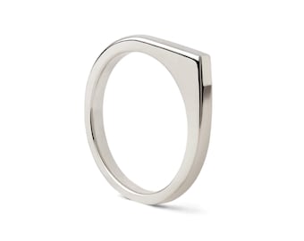 VERTEX  Flat Modern Asymmetric Ring: Minimalist Geometric Design in Stainless Steel