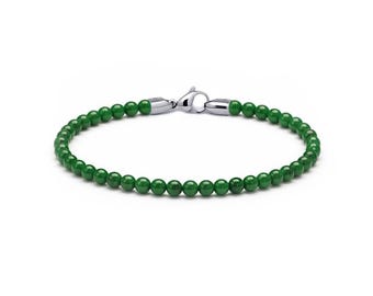 Gemstone Beaded Bracelet 4mm | Stainless Steel Signature Clasp | Modern Luxury Style