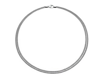 Double 2mm cable rope necklace in stainless steel