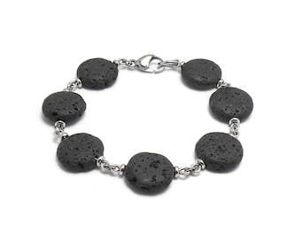 VOLCANO lava rock bracelet in stainless steel
