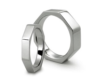Octagonal Ring Band | Architectural Stainless Steel Minimalist Jewelry | Dado Design