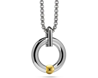 Luna Ring Pendant | Tension Set Gold Sphere| Stainless Steel Design