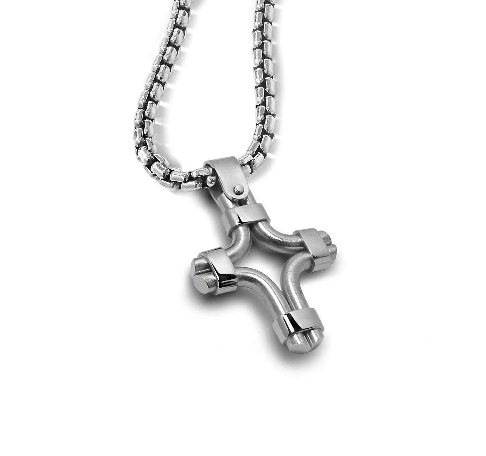 Unique Mens Cross Necklace in Stainless Steel Modern Mens Etsy