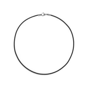2mm black cord necklace in stainless steel by Taormina Jewelry