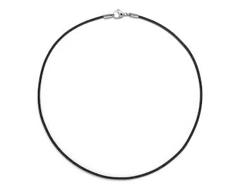 2mm black cord necklace in stainless steel