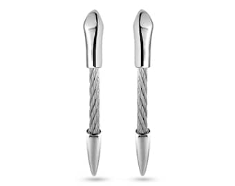 SNAKE cable drop earrings in stainless steel