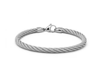 4mm Cable Bracelet | Minimalist Stainless Steel Wire | Modern Industrial Men's Jewelry