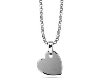 CUORE sideway flat heart tag pendant in stainless steel