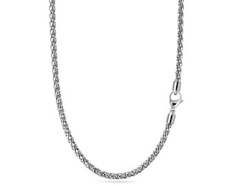 4mm Wheat Chain Necklace, Men's Stainless Steel Chain