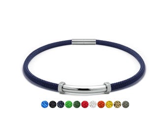 NAUTICA 5mm boating rope necklace with curved element, hex nuts in stainless steel