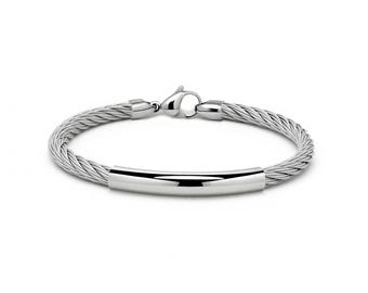 CABLE 4mm Bracelet | Stainless Steel Bar Insert | Industrial Minimalist Men's Jewelry
