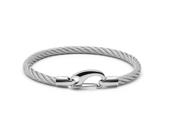 4mm Cable Bracelet | Carabiner Clasp Stainless Steel | Industrial Minimalist Men's Jewelry