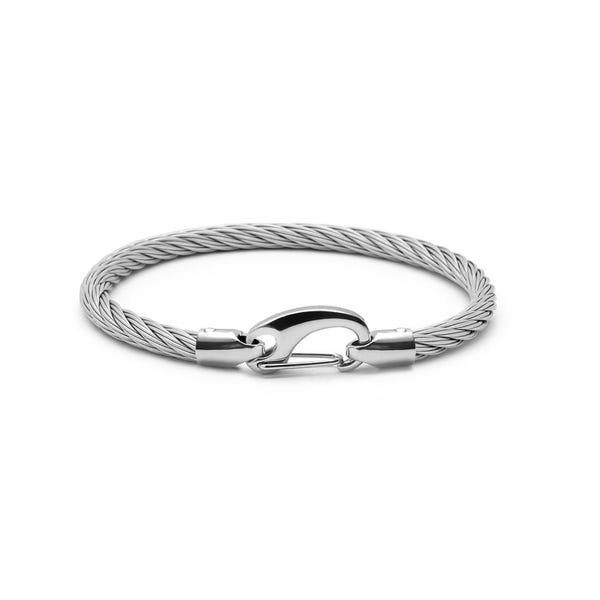 Wire Twisted Rope Bracelet | Carabiner Clasp Stainless Steel | Industrial Minimalist Men's Jewelry by Taormina