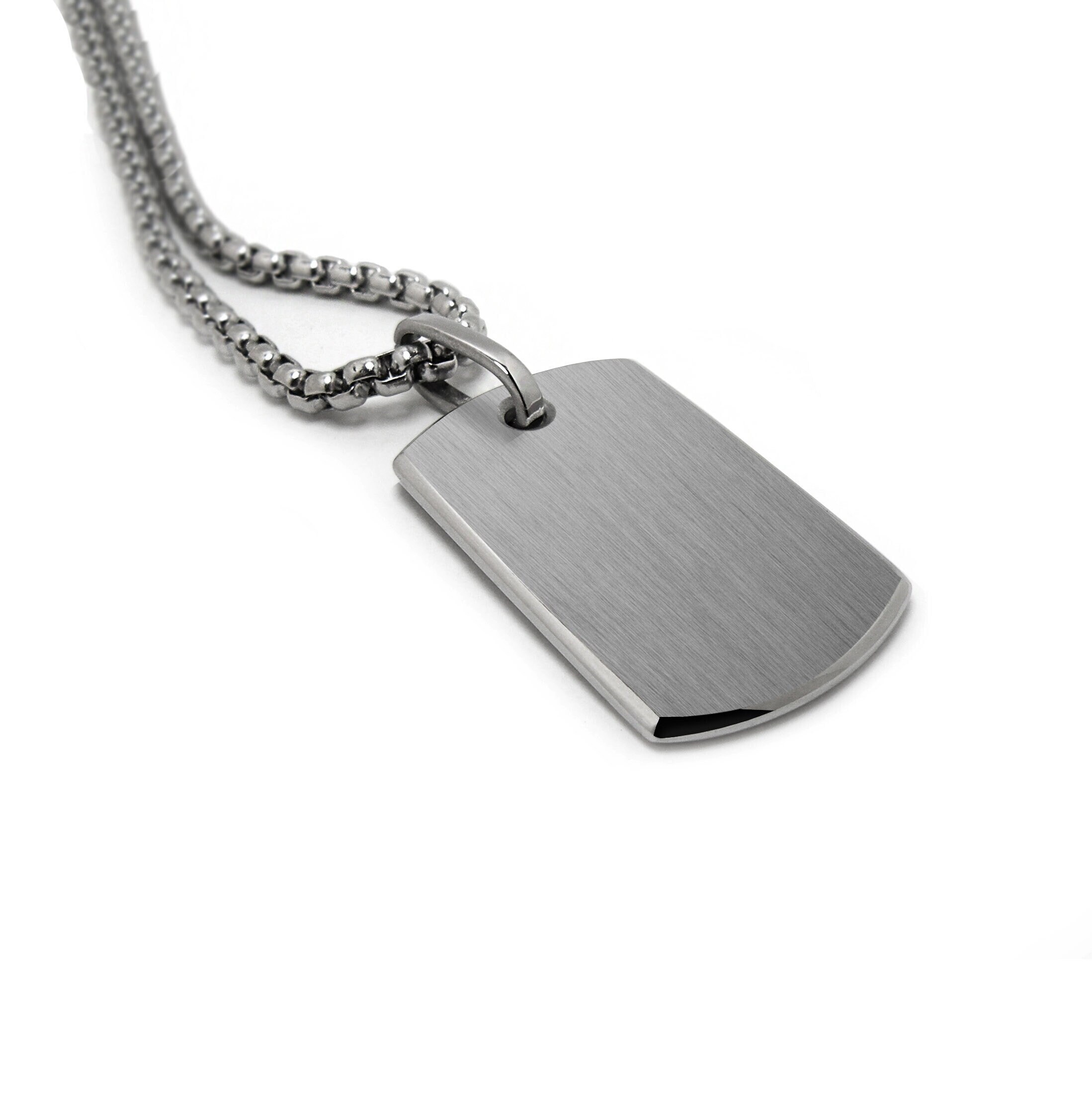 Blank tag pendant in stainless steel by Taormina Jewelry