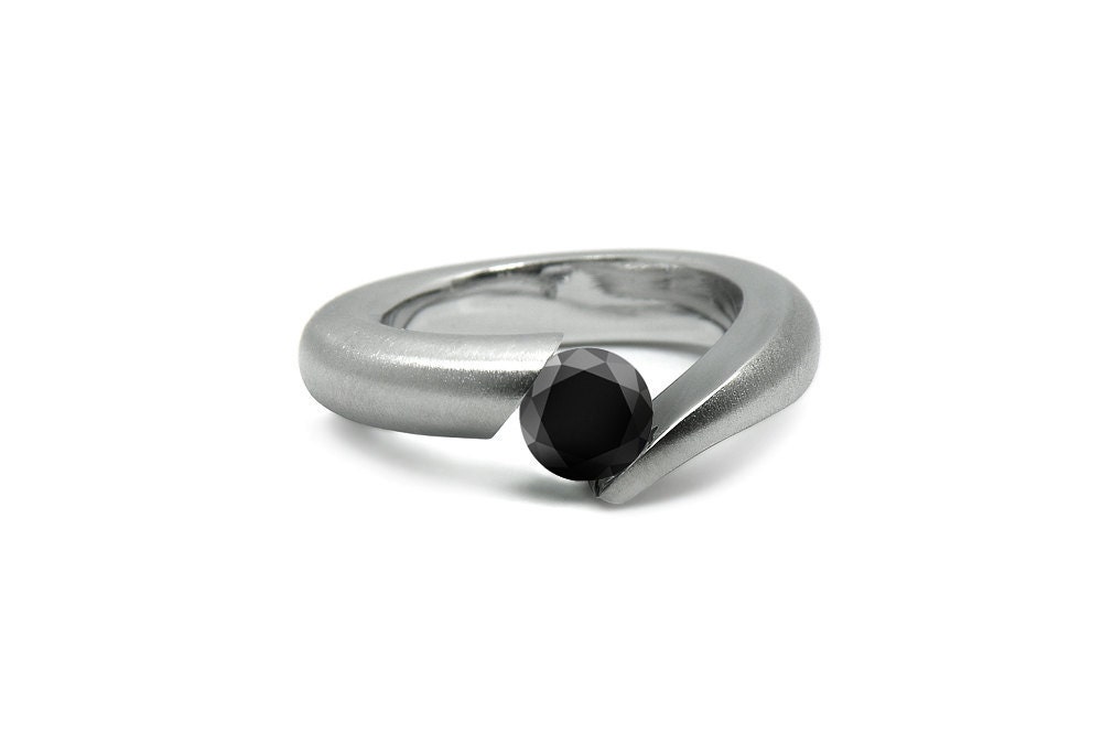 1ct Black Onyx Bypass Tension Set Ring in Stainless Steel by Taormina ...