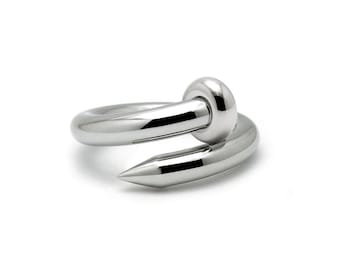 Nail Head Ring | Industrial Minimalist Stainless Steel | Modern Statement Design