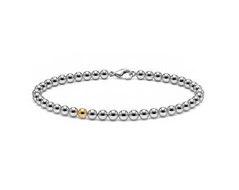 Signature Steel & Gold Sphere Bracelet 3mm | Mixed Metal Edition