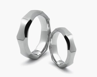 ONDE band ring wavy shaped edges in stainless steel