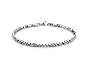 Box Chain Bracelet | Classic Stainless Steel 2.7mm Link | Minimalist Design