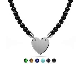 CUORE beads necklace with stainless steel heart