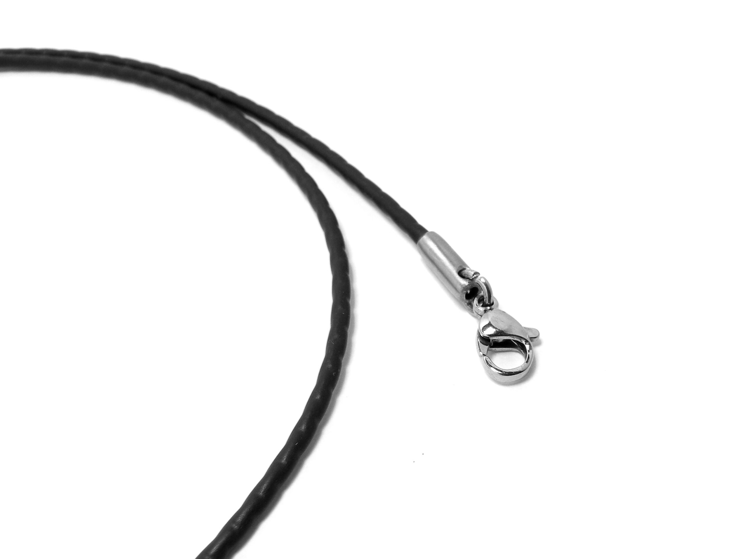 HEAVYDUTY 3mm Black Rubber Necklace with Stainless Steel Chain running
