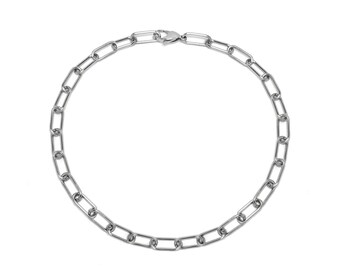 Paperclip style chain necklace in stainless steel