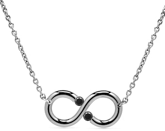 ONDE Infinity necklace with tension set black diamonds in stainless steel