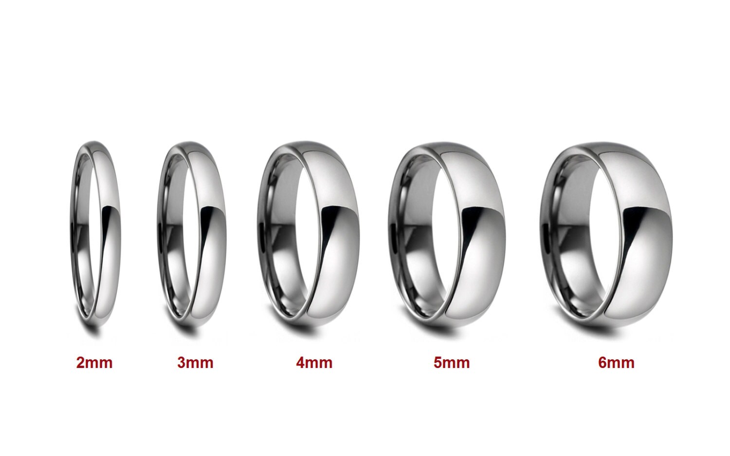 2mm 3mm 4mm 5mm 6mm Stainless Steel Dome Wedding Band Comfort Fit In 