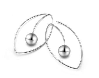 FILO Oblong shaped wire drop earrings with sphere in stainless steel