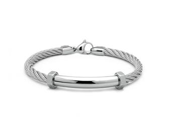Industrial Hex Nut 4mm Cable Bracelet | Stainless Steel Bar Insert | Engineered Men's Jewelry