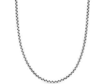 4mm Stainless Steel Box Chain Necklace with Lobster Clasp