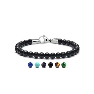 Gemstone Beaded Bracelet 6mm | Stainless Steel Signature Clasp | Luxury Spiritual Jewelry