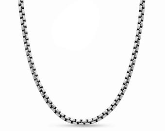 4mm box link chain necklace in stainless steel