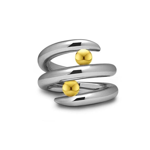 Anello Bypass In Titanio Placcato Nero Con Zirconia Rotonda 4,5mm - Taglia 6, Confezione Regalo - Foto 12